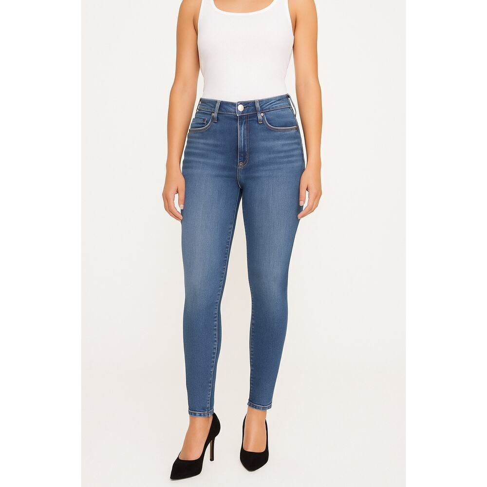 Good American Good Legs Skinny Jeans Size 6 / 28 Mid-Rise Distressed Blue